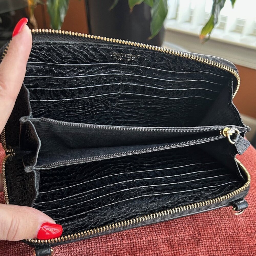 JIMMY CHOO Door Knocker Clutch Wallet with Chain, Black - Picture 7 of 12